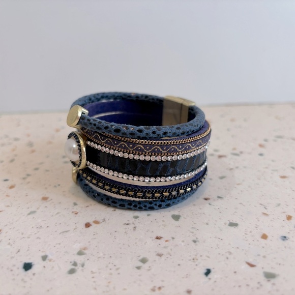 Multi Layered Wrap Cuff Charm Bracelet - Picture 10 of 14